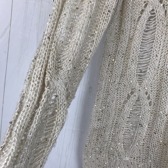 Jennifer Lopez Beige Sequin Pullover Sweater S - Picture 4 of 6